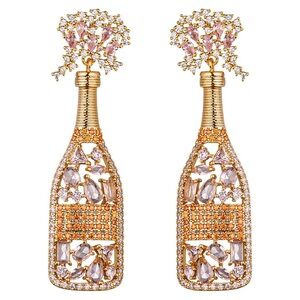 Eye Candy Pop Rose Gold and Pink Champagne Bottle Earrings